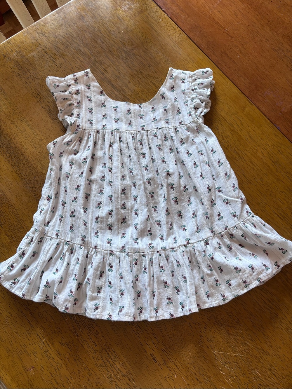 Janie and Jack Girls Size 12 Floral Flutter Sleeve Tiered Cotton Tunic Top
